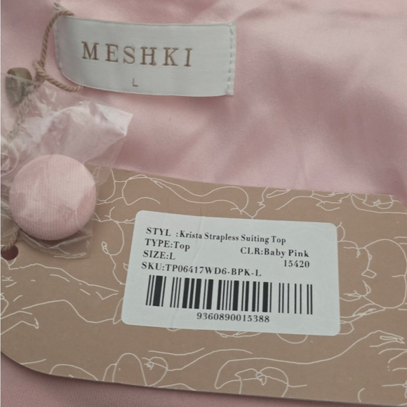 Meshki Krista Strapless Suiting Top Pink Off Shoulder Double Breasted Peplum - Picture 8 of 10